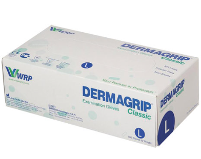 WRP DERMAGRIP CLASSIC POWDER-FREE LATEX EXAMINATION GLOVES